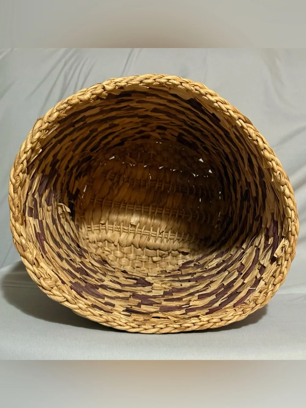 Woven Two-Tone Storage Basket - Natural and Brown
